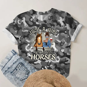 Personalized Just A Girl Who Loves Horses 3D TShirt Printed MTHDT1606