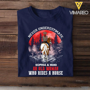 Personalized Never Underestimate An Old Woman Who Rides A Horse T-shirt Printed PNBQT1606