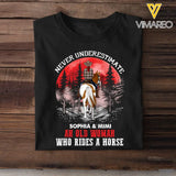 Personalized Never Underestimate An Old Woman Who Rides A Horse T-shirt Printed PNBQT1606