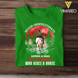 Personalized Never Underestimate An Old Woman Who Rides A Horse T-shirt Printed PNBQT1606