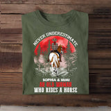 Personalized Never Underestimate An Old Woman Who Rides A Horse T-shirt Printed PNBQT1606