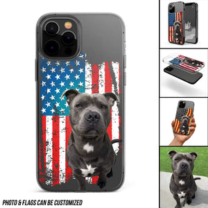 Personalized Upload Your Dog Photo Flag with Name Silicon Phonecase MTHDT1906