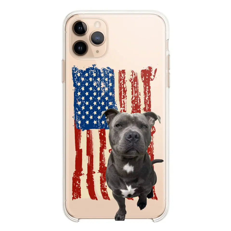 Personalized Upload Your Dog Photo Flag with Name Silicon Phonecase MTHDT1906