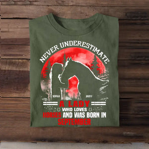 Personalized Never Underestimate A Lady Who Loves Horses And Was Born In September T-shirt Printed MTHHQ1906