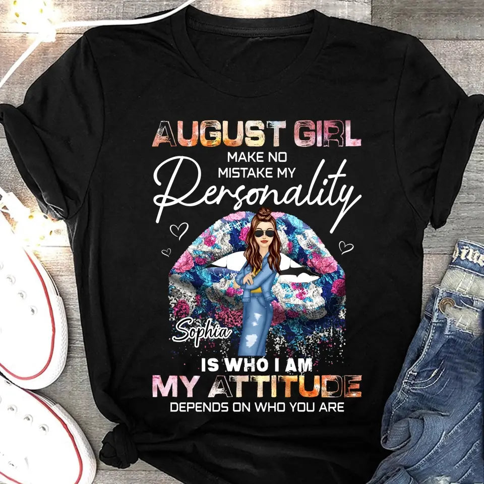 Personalized August Girl Make No Mistake Personality Glitter Sexy Lips Cool Girl Gift For August Girl