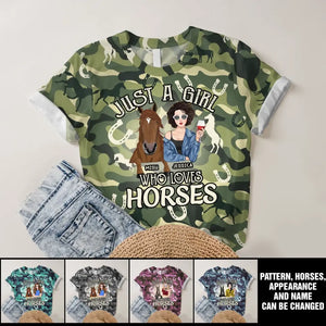 Personalized Just A Girl Who Loves Horses 3D TShirt Printed MTHDT1606