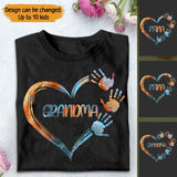 Personalized Grandma Hand with Kid Name T-shirt Printed 23JUN-TB21