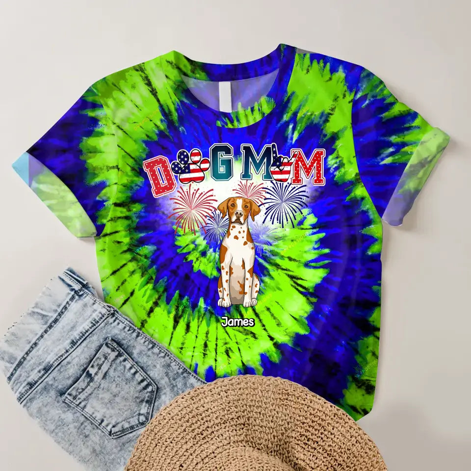 Personalzied Dog Mom Dog Dad Dog Lovers Gift Tie Dye Color 3D TShirt Printed HTHDT1906