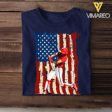 Personalized Upload Your Softball Photo Flag Background T-shirt Printed MTHPN1906