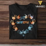 Personalized Grandma Hand with Kid Name T-shirt Printed 23JUN-TB21