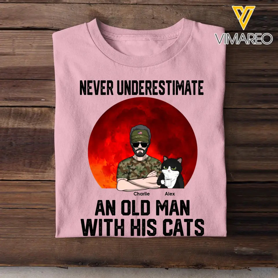 Personalized Never Underestimate And Old Man With His Cats Cat Lovers Gift T-shirt Printed 23JUN-HN19