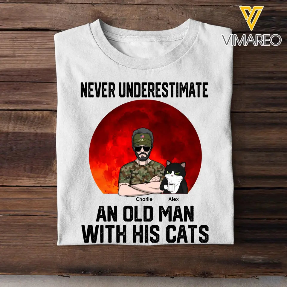 Personalized Never Underestimate And Old Man With His Cats Cat Lovers Gift T-shirt Printed 23JUN-HN19