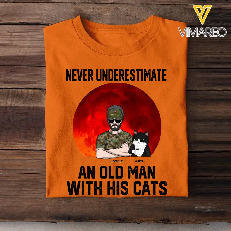 Personalized Never Underestimate And Old Man With His Cats Cat Lovers Gift T-shirt Printed 23JUN-HN19