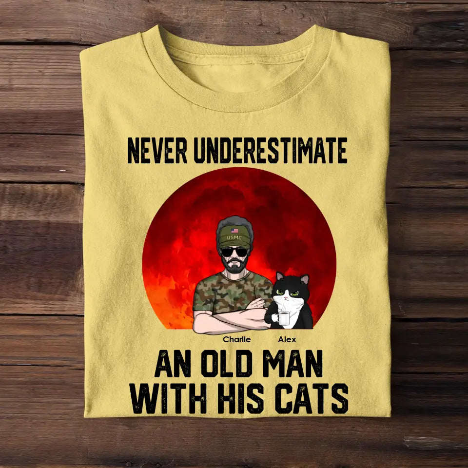 Personalized Never Underestimate And Old Man With His Cats Cat Lovers Gift T-shirt Printed 23JUN-HN19