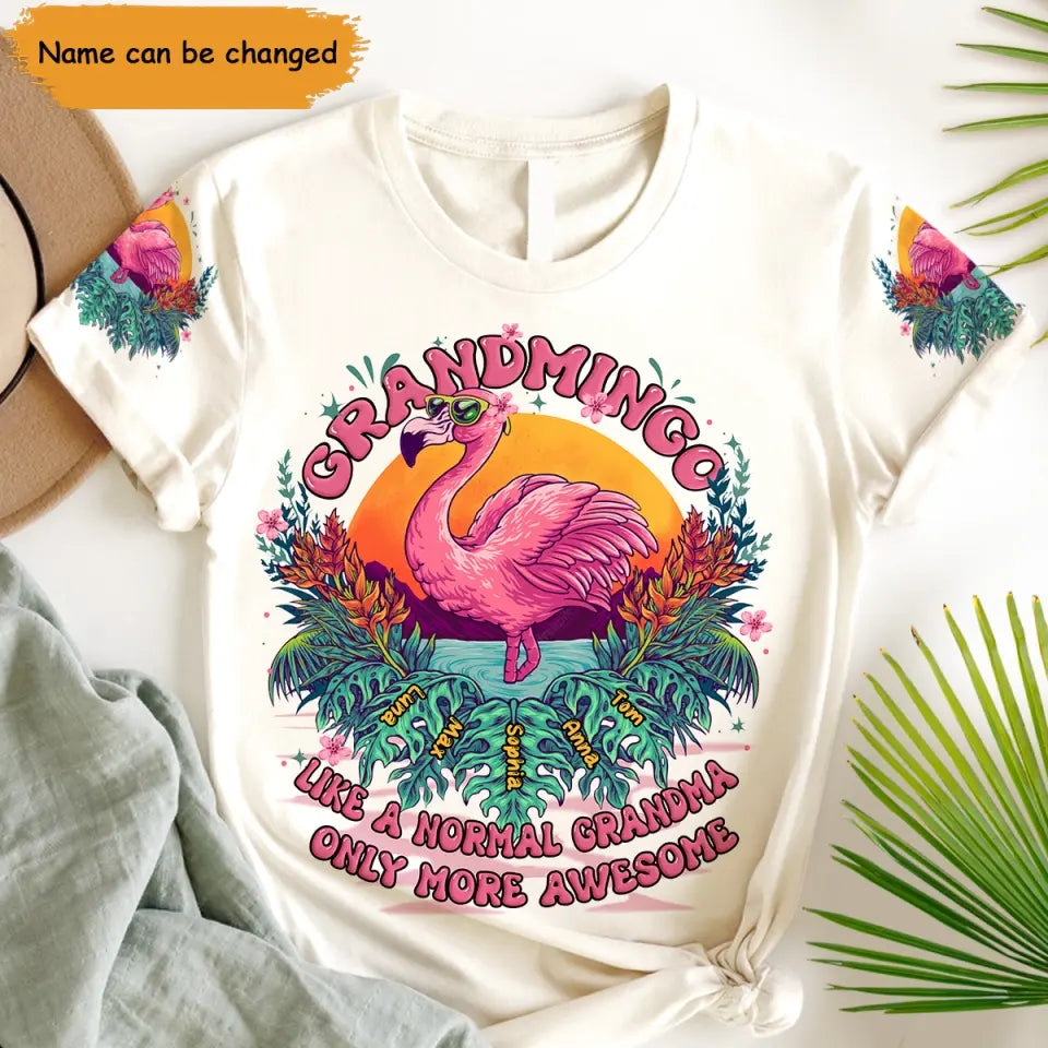 Personalzied Grandmingo Like A Normal Grandma Only More Awesome & Kid Names 3D TShirt Printed HTHHN2106