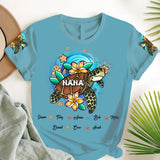 Personalzied Nana Turtle Grandma with Kid Names 3D TShirt Printed MTHHN2106