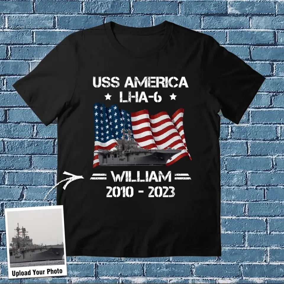Personalized Upload Photo US Navy Ships With Name And Served Time T-Shirt Printed QTPN2406