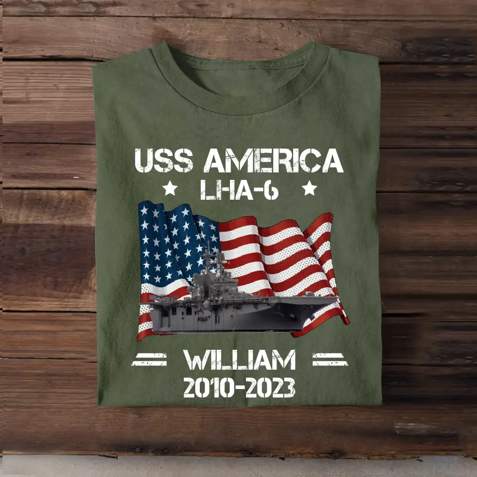 Personalized Upload Photo US Navy Ships With Name And Served Time T-Shirt Printed QTPN2406
