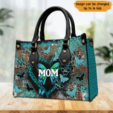 Personalized Glitter Mom Grandma Title With Kids Name Leather Bag Printed LMPN2406