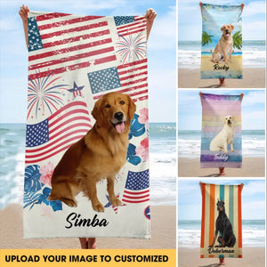 Custom Photo Get Lit By The Beach Pet Personalized Custom Beach Towel Summer Vacation Gift Gift For Family Members Pet Owners Pet Lovers VHPN2306