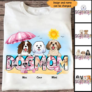 Personalized Pink Dogmom Summer Beach Gift For Dog Lovers Sumer Vacation 2D Tshirt