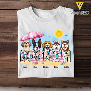 Personalized Pink Dogmom Summer Beach Gift For Dog Lovers Sumer Vacation 2D Tshirt