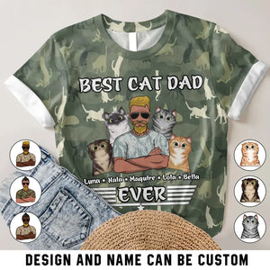 Personalzied Best Cat Dad Ever 3D TShirt Printed MTKVH2606