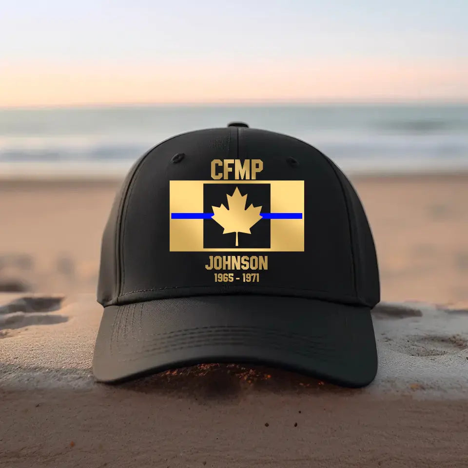 Personalized Canadian Law Enforcement Thin Blue Line Cap Printed 23JUN-HQ26