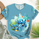 Personalized Turtles In The Ocean Grandma with Kid Names 3D T-Shirt Printed MTHHN2706