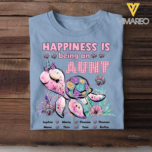 Personalized Turttle Unicon Glitter Aunt Mom Grandma Cute For Summer Print 2D Tshirt