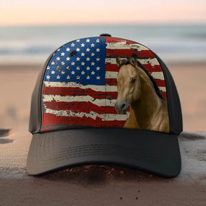 Personalized Horse Flag Independence Cap Printed MTHDT2706