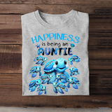 Personalized Happiness Is Being An Aunt Mom Grandma Cute Turttle Chibi Custom Name Kids 2D Print Tshirt