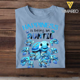 Personalized Happiness Is Being An Aunt Mom Grandma Cute Turttle Chibi Custom Name Kids 2D Print Tshirt