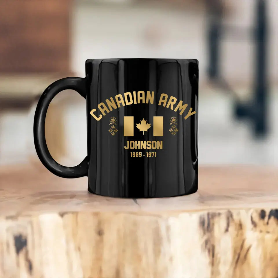 Personalized Canadian Veteran/Soldier Rank Camo with Name Black Mug Printed 23JUN-DT26