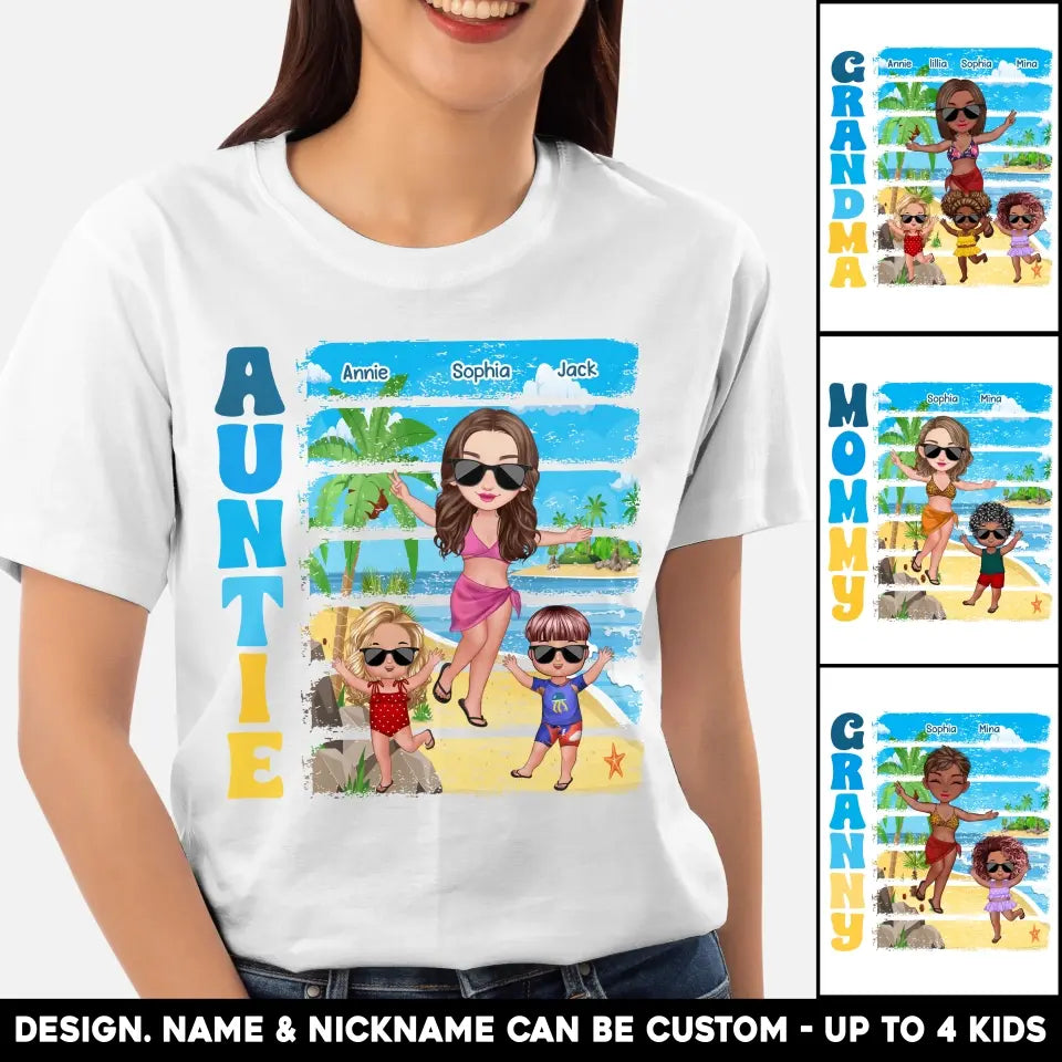 Personalized Mommy & Kid on The Beach T-shirt Printed PNHQ2706