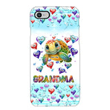 Personalized Grandma Mom Auntie Colorful Cute Turtles With Custom Kids Name Gift For Grandma Phonecase PTN2723