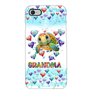 Personalized Grandma Mom Auntie Colorful Cute Turtles With Custom Kids Name Gift For Grandma Phonecase PTN2723