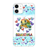 Personalized Grandma Mom Auntie Colorful Cute Turtles With Custom Kids Name Gift For Grandma Phonecase PTN2723