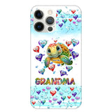 Personalized Grandma Mom Auntie Colorful Cute Turtles With Custom Kids Name Gift For Grandma Phonecase PTN2723