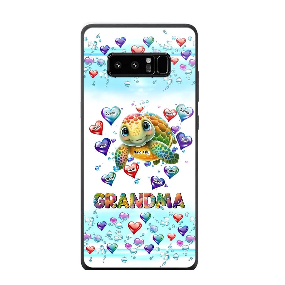 Personalized Grandma Mom Auntie Colorful Cute Turtles With Custom Kids Name Gift For Grandma Phonecase PTN2723