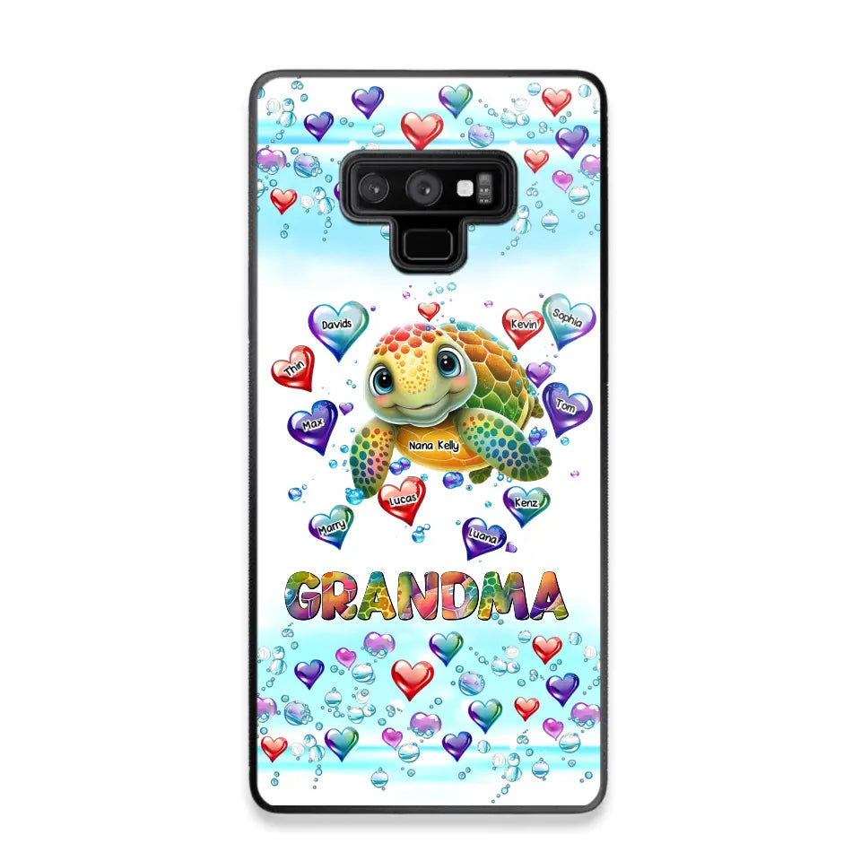 Personalized Grandma Mom Auntie Colorful Cute Turtles With Custom Kids Name Gift For Grandma Phonecase PTN2723