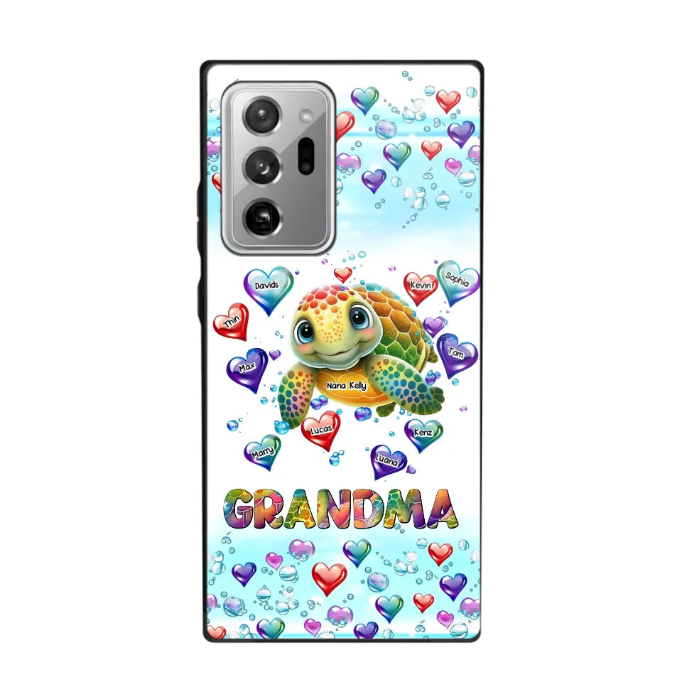 Personalized Grandma Mom Auntie Colorful Cute Turtles With Custom Kids Name Gift For Grandma Phonecase PTN2723