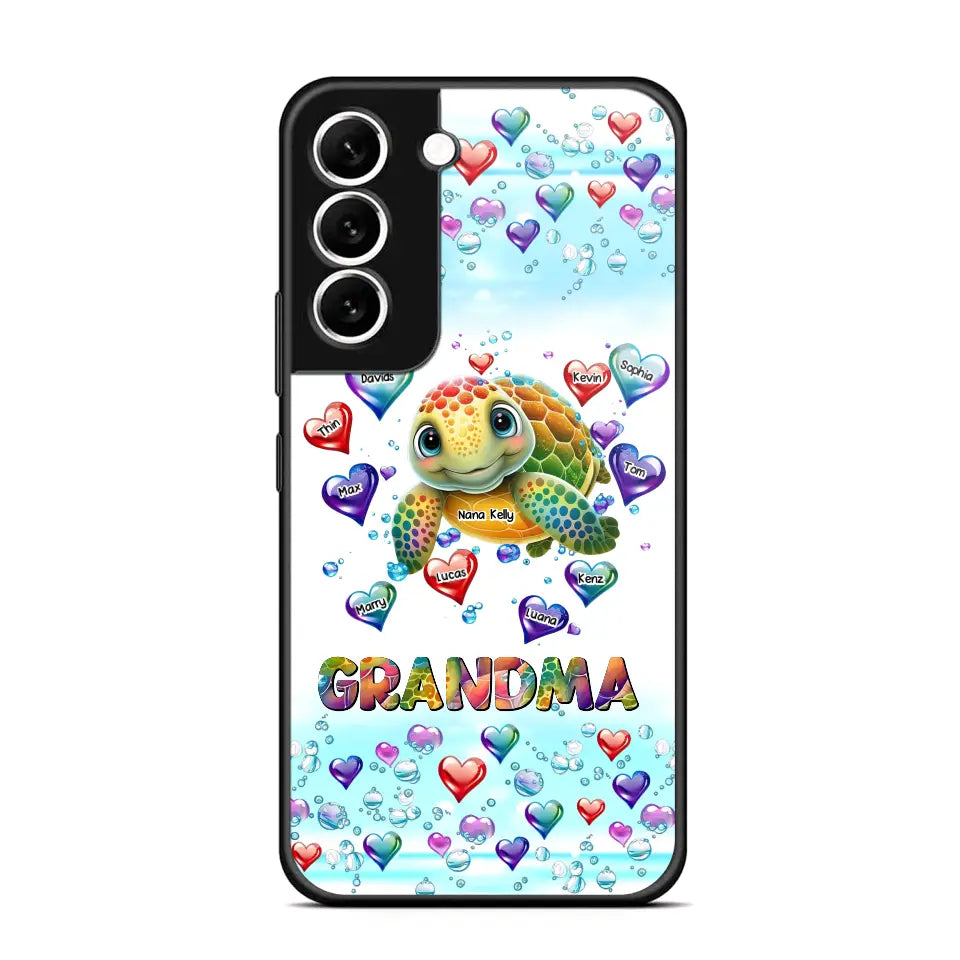 Personalized Grandma Mom Auntie Colorful Cute Turtles With Custom Kids Name Gift For Grandma Phonecase PTN2723