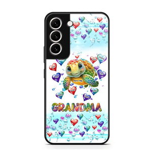 Personalized Grandma Mom Auntie Colorful Cute Turtles With Custom Kids Name Gift For Grandma Phonecase PTN2723