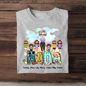 Personalized Nana Grandma with Kid Name T-shirt Printed MTPN2806