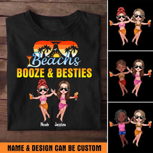 Personalized Beachs Booze & Besties T-shirt Printed MTHKVH3006