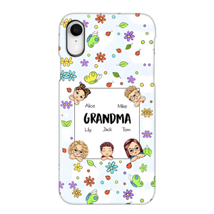 Personalized Grandma with Kids Name Flowers Background Gift For Grandma Phonecase PNDT2906