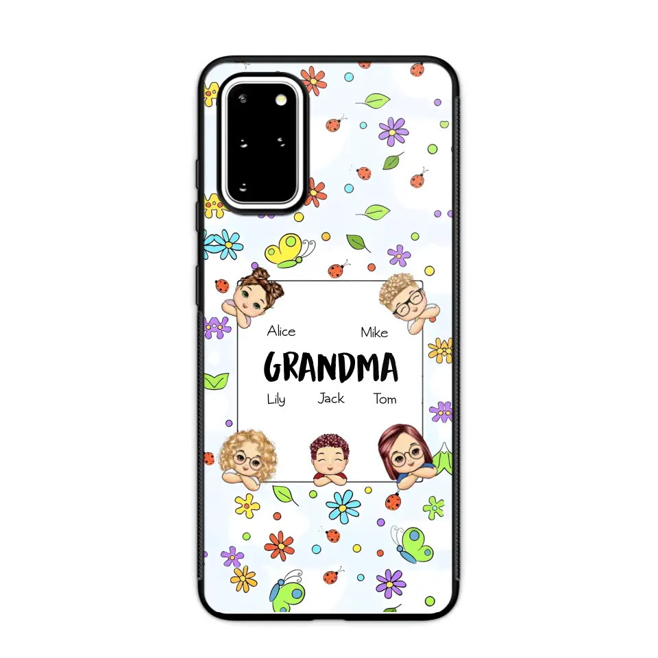 Personalized Grandma with Kids Name Flowers Background Gift For Grandma Phonecase PNDT2906