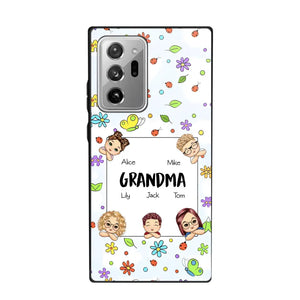 Personalized Grandma with Kids Name Flowers Background Gift For Grandma Phonecase PNDT2906