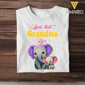 Personalized Livin That Grandma Life Elephant Colorful T-shirt Printed QTHQ0407